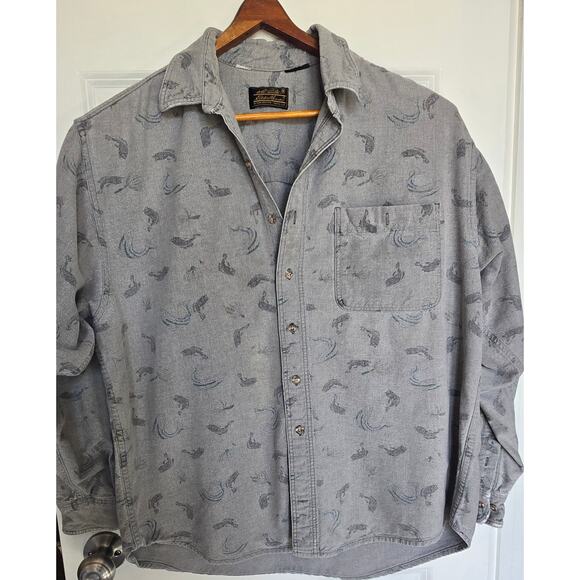 Eddie Bauer Other - Vintage Eddie Bauer Sun Faded Button Soft Outdoor Gray Men's Fish Long-Sleeve